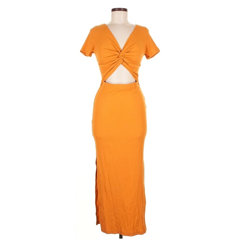NWT Lulu's Orange Twist  Midi Dress - Picture 2 of 5